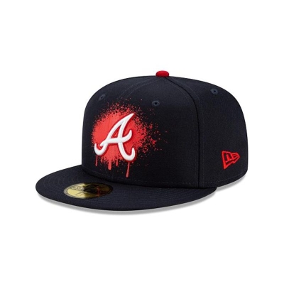 Blue Atlanta Braves Hat - New Era MLB Drip Front 59FIFTY Fitted Caps USA2571869